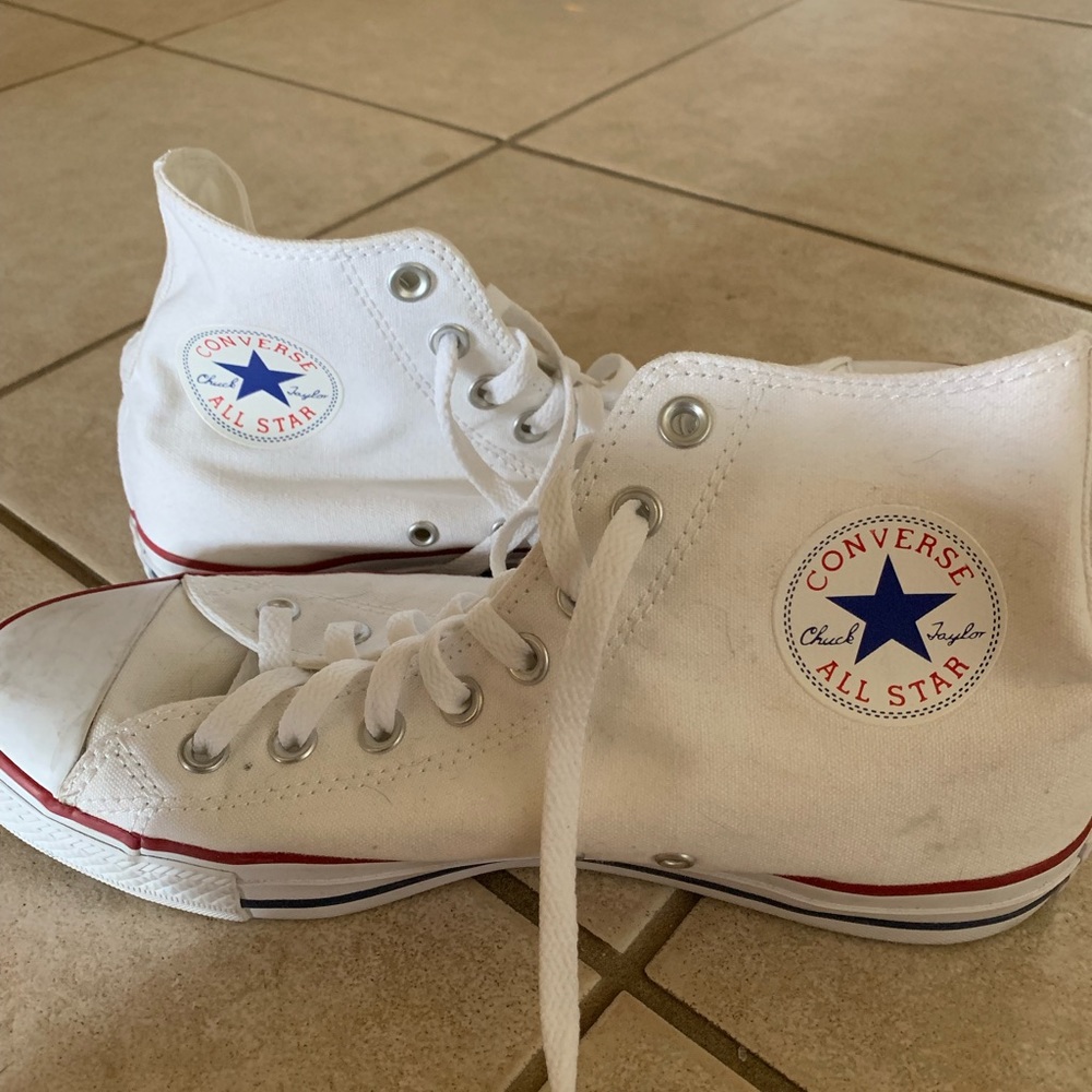 Women’s white high top Converse- size 10